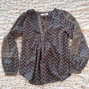 Loft by Ann Taylor Floral Print Peasant Blouse Small
